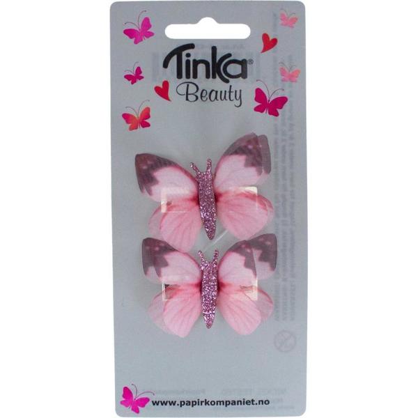 Hårklips Rosa Sommerfugler 2stk Rosa - Tinka