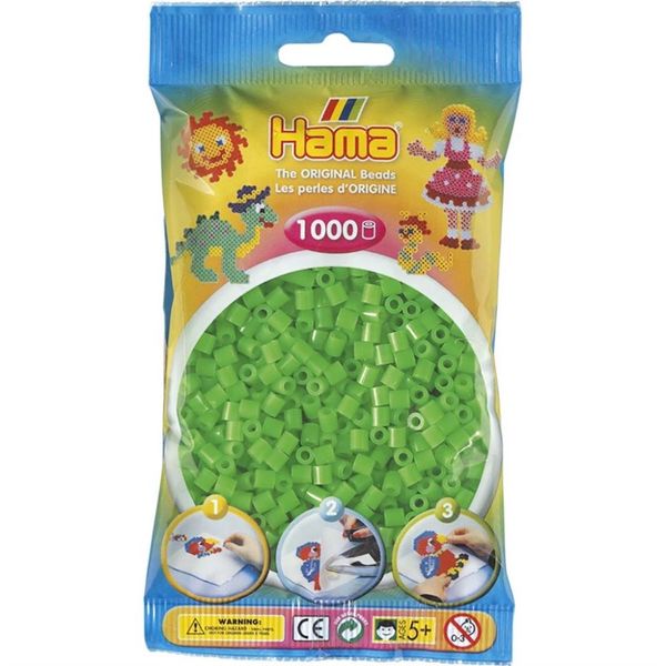 Hama Midi Beads 1000 pcs Fluorescent green 207- 42 207-42 - Salg