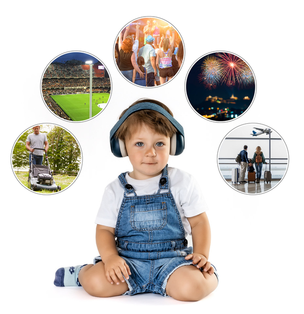 Hørselsvern for baby - Blå blå - scan style