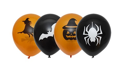 BALLONGER HALLOWEEN SVART OG ORANSJE 6 PK. BALLONGER - Salg