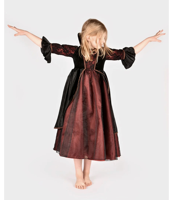 Den gode feen Vampyrkjole sort/rød 10-12 år 10-12år - Halloween