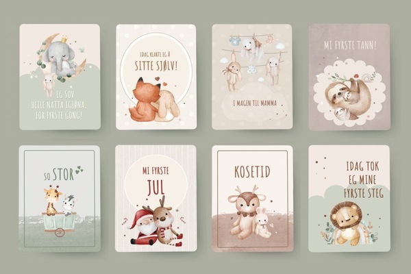 Milepælskort baby - nynorsk  Nynorsk - Design kort