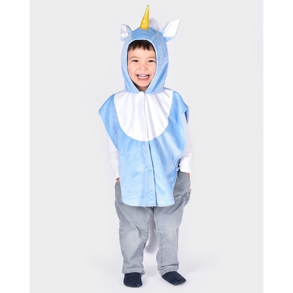 Den gode feen MINI CAPE UNICORN BLUE 86-110 CL 1-4 YEARS blue unicorn cape - Karneval