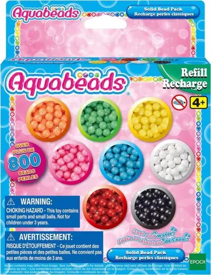 Aquabeads Solid Bead refill-sett med 800 vannperler i 8 forskjellige farger Medlem 3 for 2
