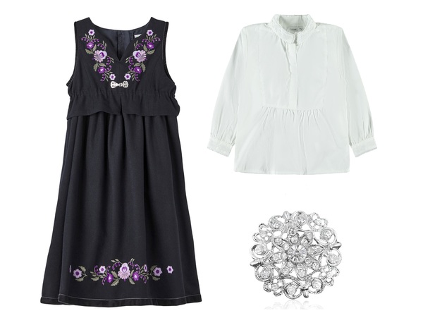 Festdrakt Lilla blomst med skjorte