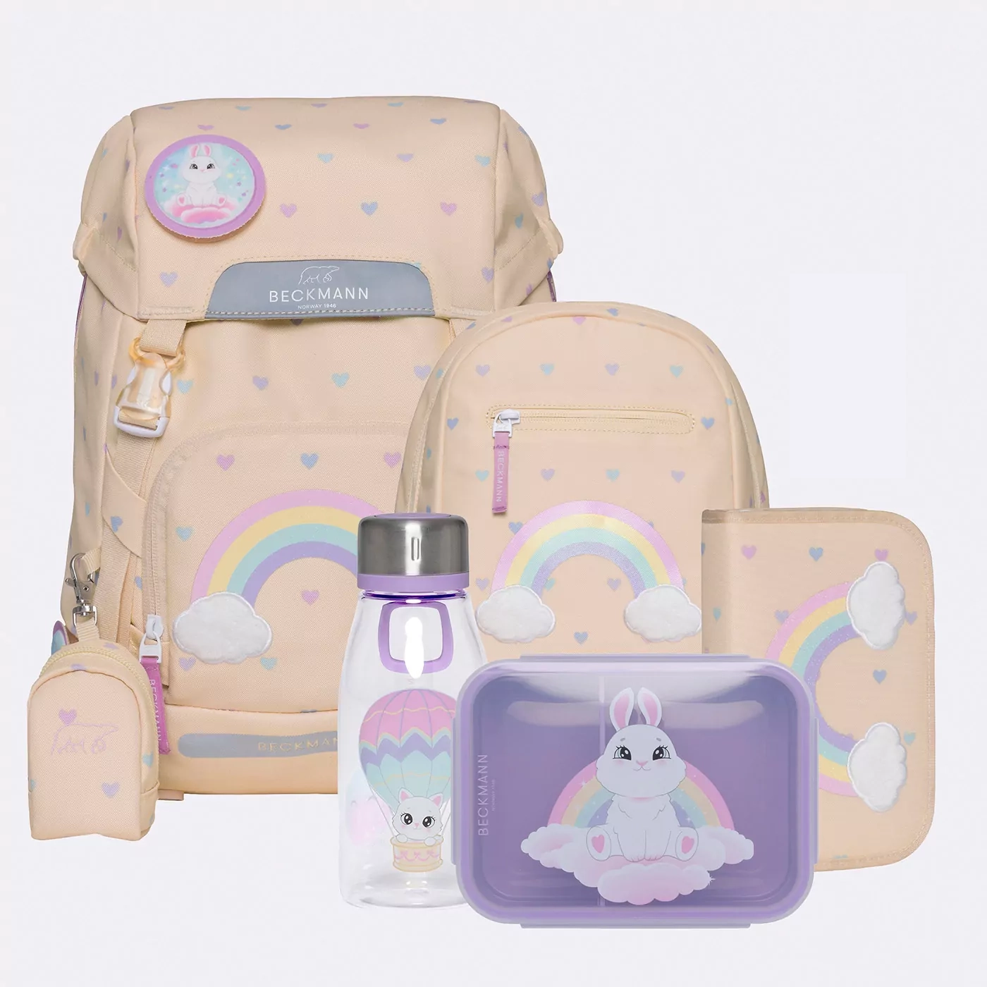 Beckmann Classic skolesekk sett, Yellow Heart  Yellow Heart pakketilbud - Beckmann