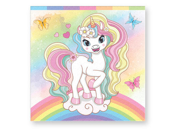 SERVIETTER - UNICORN - 12 STK servietter med stilig enhjørning-motiv - Bursdag/Fest