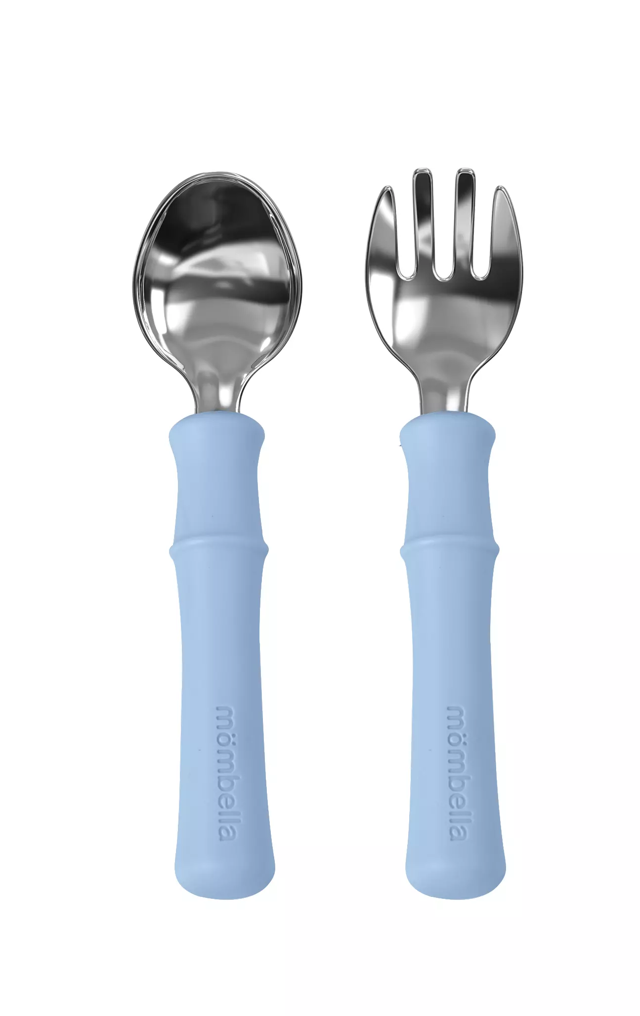 MOMBELLA PANDA GAFFEL OG SKJE SETT - LYS BLÅ Lys blå gaffel og skje - Mömbella