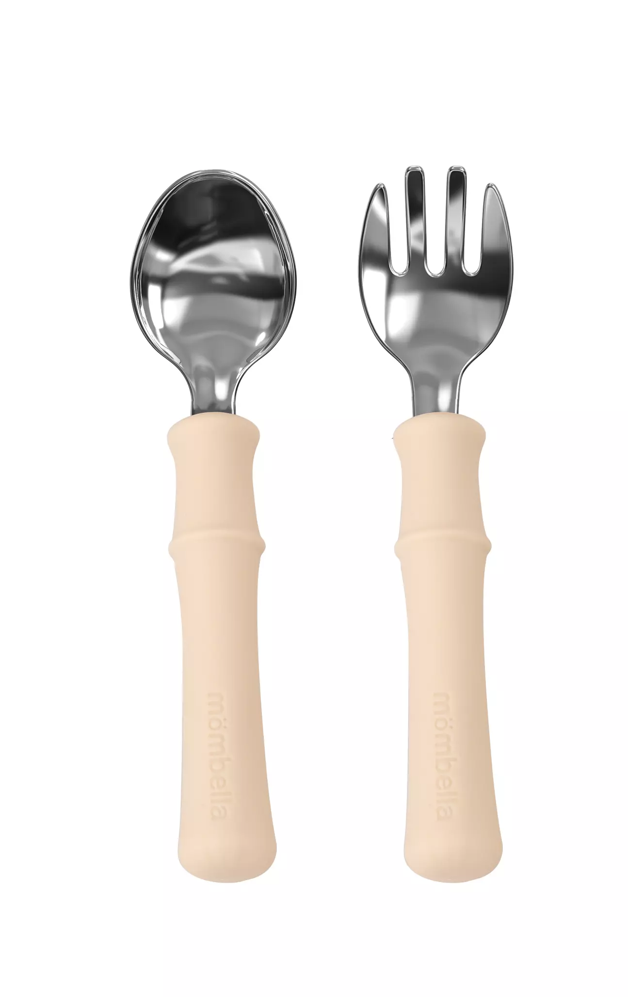 MOMBELLA PANDA GAFFEL OG SKJE SETT - LYS BEIGE Lys Beige gaffel og skje - Mömbella