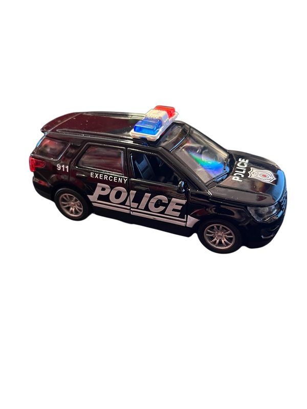 Politibil Metall med Lyd og Lys  Svart - Leiker