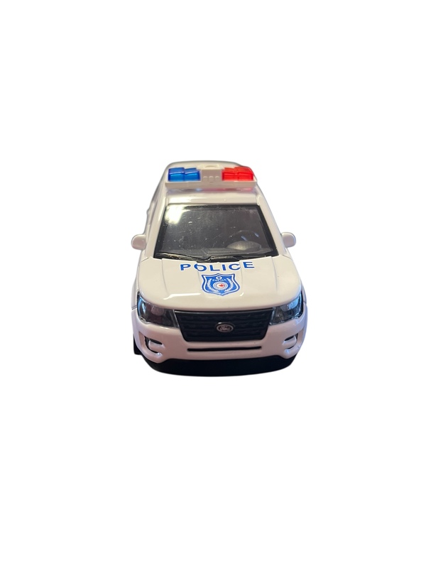 Politibil Metall med Lyd og Lys  Kvit - Leiker