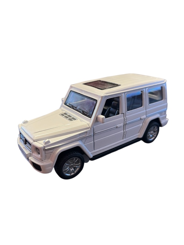 Jeep i Metall med Lyd og Lys.  Kvit Mercedes - Leiker