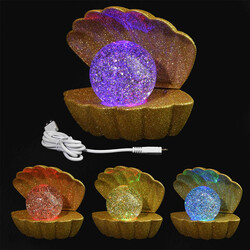 LAMP SHELL W GLITTER BALL 15cm Fargerik - Dekor