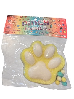 PINCH FAMILY STOR KATTEPOTER Gul med pom - Fidget Toys