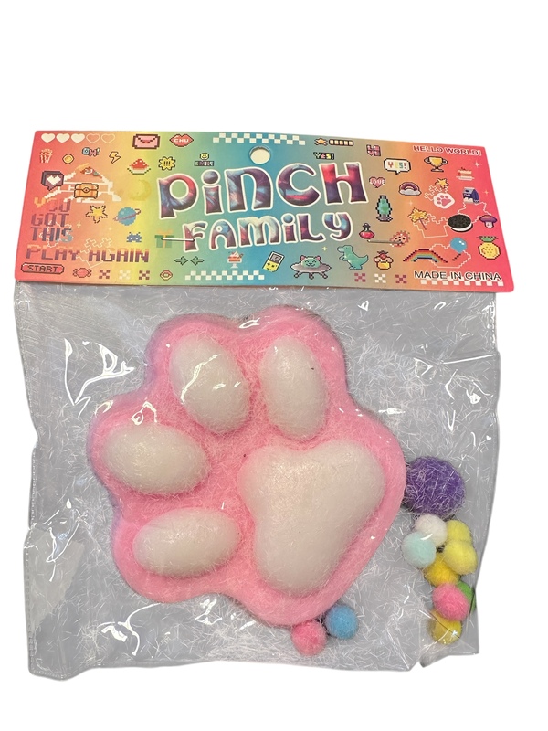 PINCH FAMILY STOR KATTEPOTER Rosa med pom  - Fidget Toys