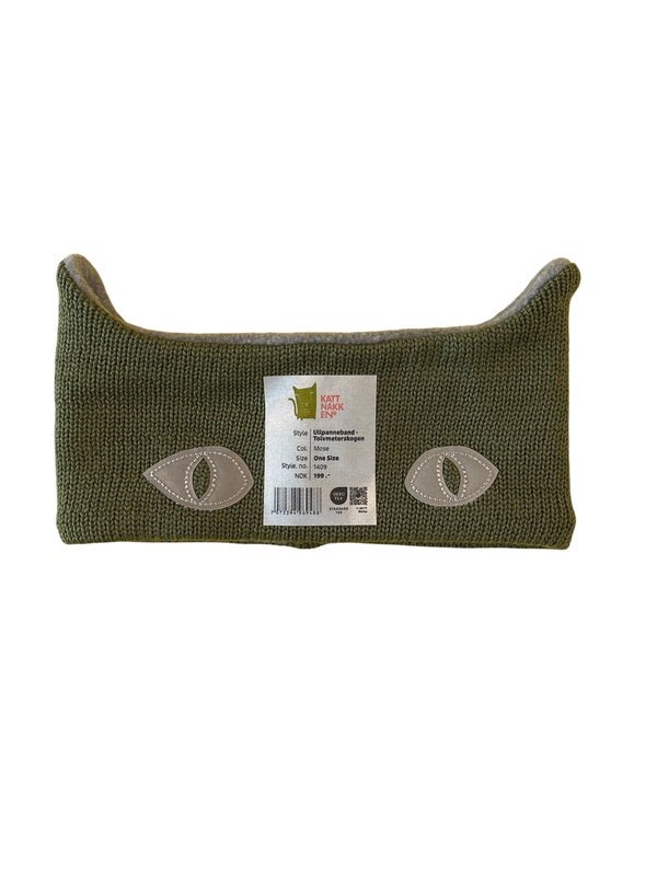 Kattnakken Panneband Merinoull barn mose - Kattnakken