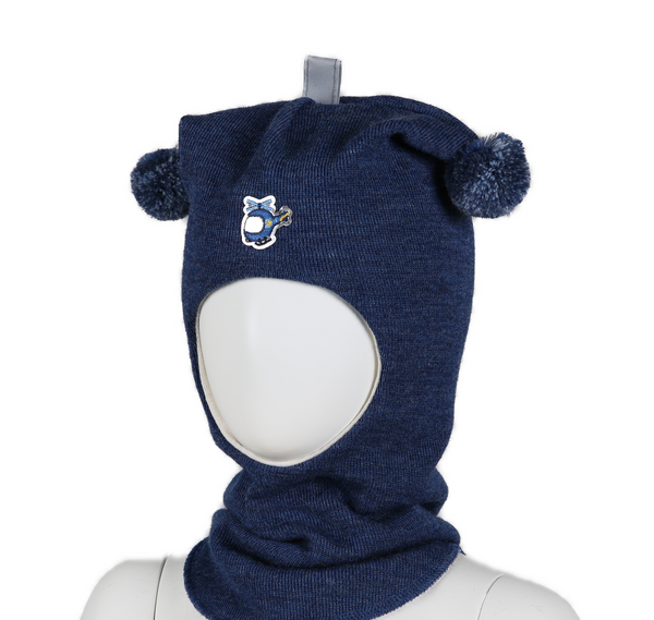Kivat Balaklava i ull 507-67 Blue Melange med helikopter Blue Melange 67 - Kivat