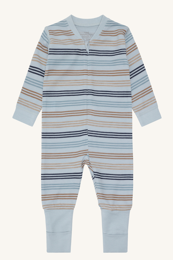 Hust & Claire Manu zip 3 stripes nattdress ull/viskose fra bambus 4117 cloud blue - Hust & Claire