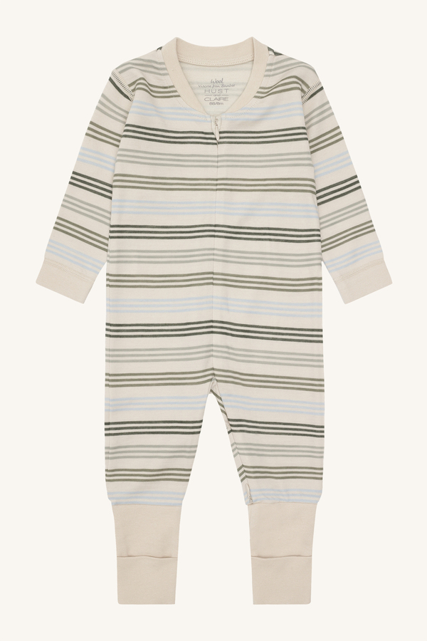 Hust & Claire Manu zip 3 stripes nattdress ull/viskose fra bambus 4501 french oak - Hust & Claire