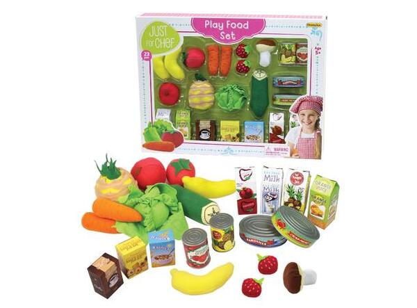 JUST FOR CHEF LEKEMAT I TØY M/23 DELER Kjøkkenlekesett - Salg