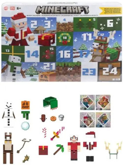 Minecraft Julekalender med 3 figurer, klistremerker og tilbehør Minecraft - Adventskalender