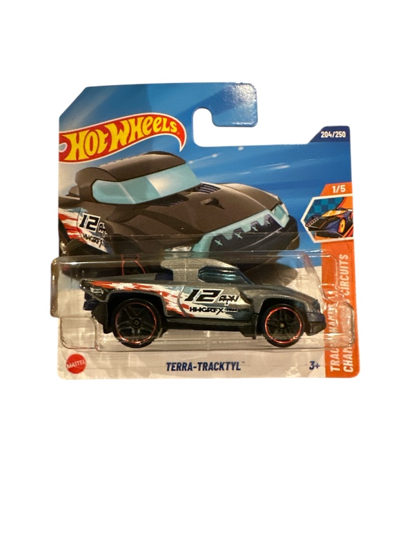 Hot Wheels 1:64 - Porsche 911 Terra-tracktyl - 1/5 Track champs Grå bil med rød, hvit og sort dekor - Hot Wheels