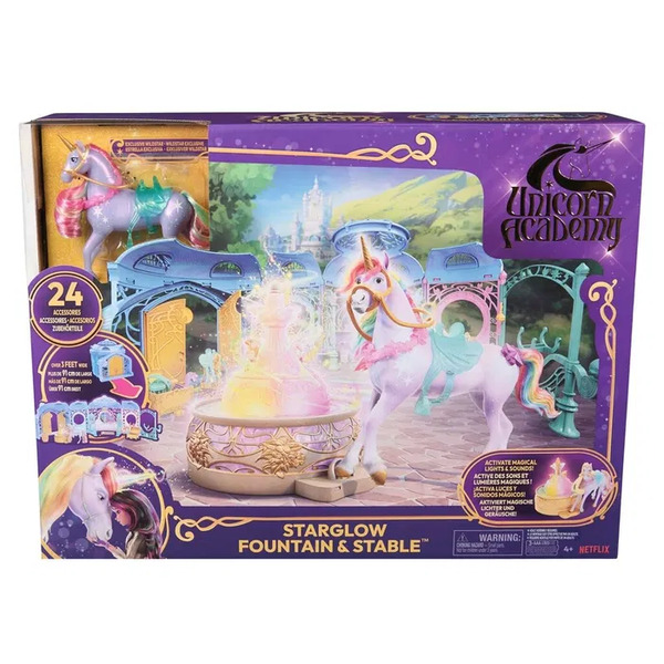 Unicorn Academy Stable Playset w/ Wildstar Starglow Fountain & Stable - Leiker