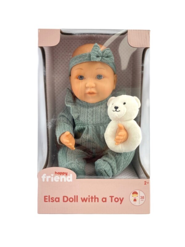 DUKKE - HAPPY FRIEND ELSA DOLL 38CM WITH A TOY Blå klær - happy friend