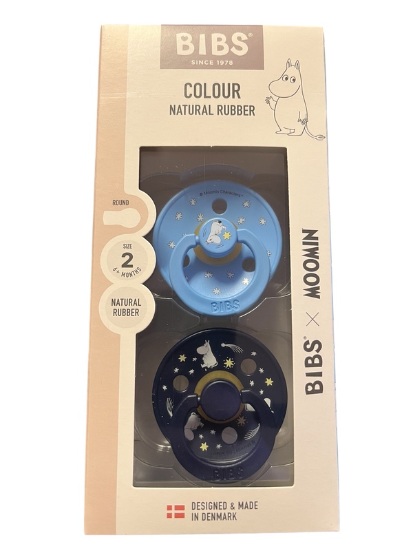 BIBS COLOUR 2 PACK MOOMIN SIZE 2( 6 mnd +) NATURAL RUBBER BREEZE - Bibs