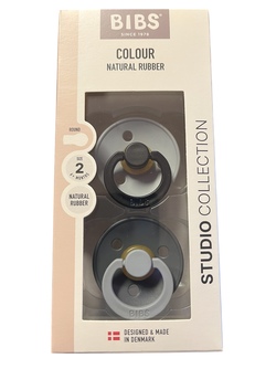 BIBS STUDIO COLOUR 2 PACK SIZE 2(6 MND+) NATURAL RUBBER Cloud Iron mix - Bibs