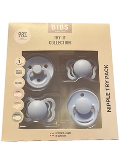 BIBS TRY-IT COLLECTION SIZE 1 ( 0-6MND) NATURAL RUBBER, SILICONE  Baby Blue - Bibs