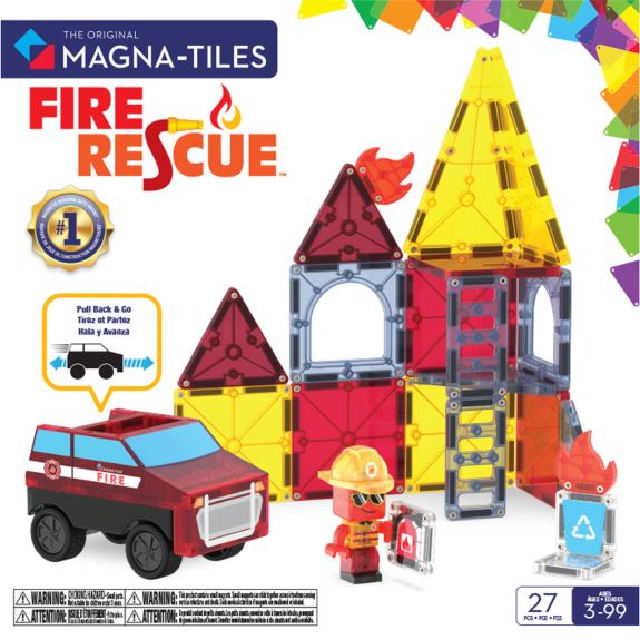  MAGNA-TILES Brann- og redningsstasjon, 27 deler Fire Rescue - Liniex