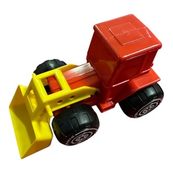 Plasto kjøretøy 17-20cm Rød/gul traktor med grabb - plasto