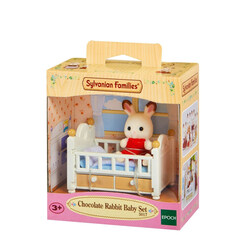Sylvanian Families Sett Med Baby Sjokoladekanin Baby Kanin i seng - Sylvanian families
