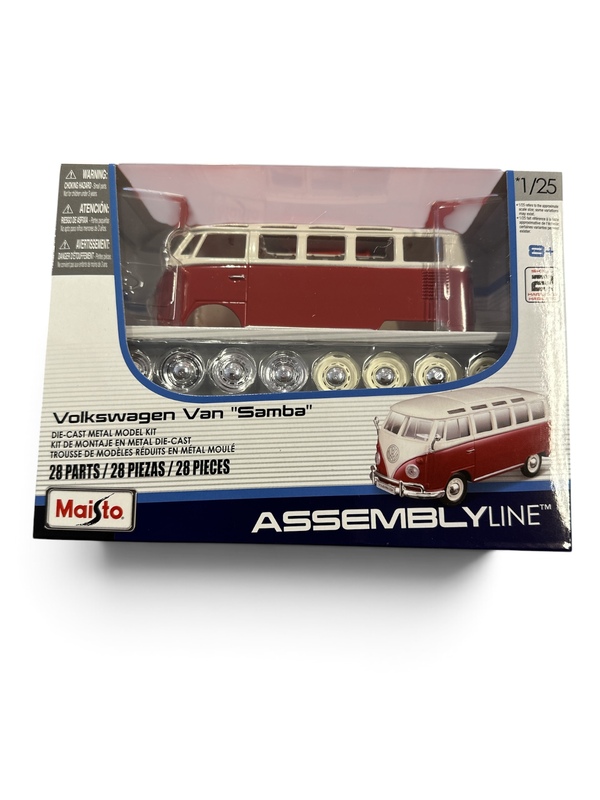 1:24 Maisto byggesett Volkswagen Van Samba rød/hvit - Modellbiler