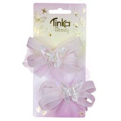 HÅRSPENNE ROSA SLØYFE M/SOMMERFUGL 2 STK TINKA BEAUTY Hårspenne - Tinka