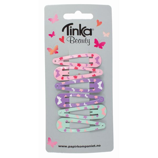 HÅRKLIPS GLITTER/SOMMERFUGL 6 STK TINKA BEAUTY Hårklips - Tinka