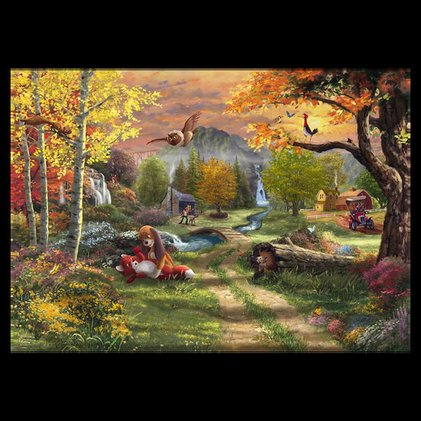 Puzzle - Thomas Kinkade: Disney - Fox and Hound (1000 biter) Fox and Hound - Schmidt