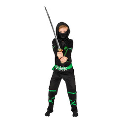 COSTUME BLACK/GREEN NINJA KIDS 134-140 134-140 - Karneval