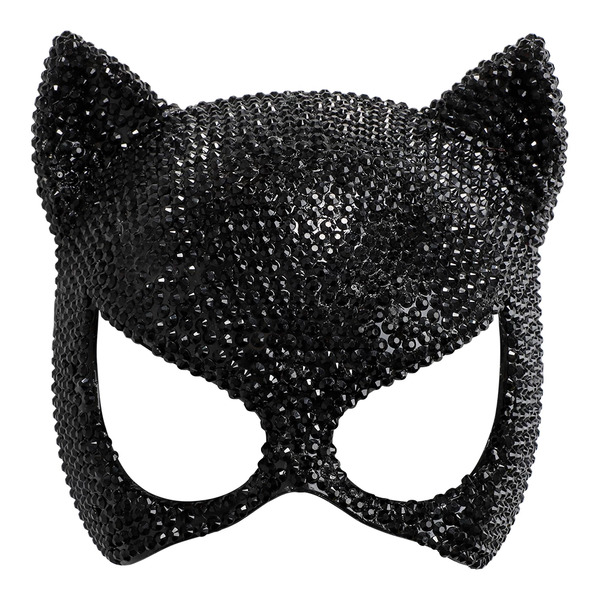 HALF MASK CAT WITH RHINESTONES Half Mask Cat - Halloween