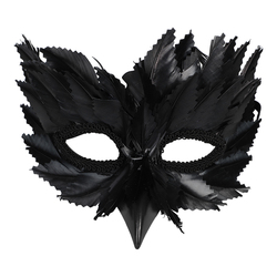 HALF MASK VENETIAN FEATHERS BLACk Sort  - Halloween