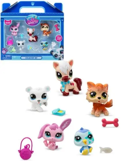 Littlest Pet Shop Winter Besties figursett - med 5 figurer og tilbehør collector set - Salg