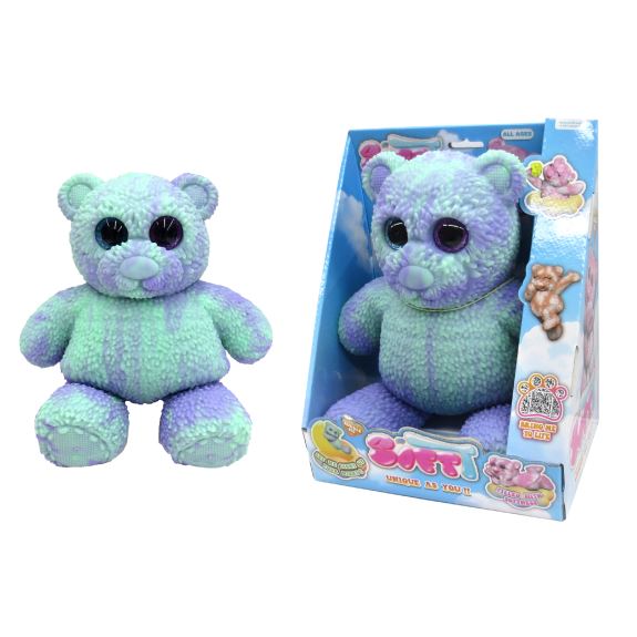 SoftT Bear 28 cm Lilla,Grønn - Fidget Toys
