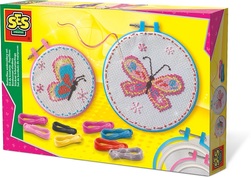 SES BRODERE SOMMERFUGLER SETT Broderi - Ses tegne male