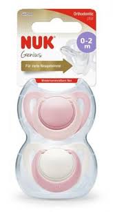 NUK Genius 0-2 Måneder Smokk 2-pack Rosa/Kvit - NUK