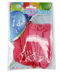 Ballonger 8pkn 1år rosa 1år rosa - Tinka