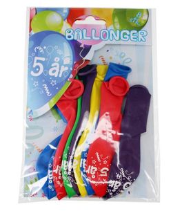 Ballongar 8pk 5år 5år farga - Tinka