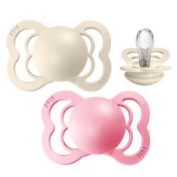 Bibs Supreme 2 PACK Ivory/Baby Pink - 2 / Silicone 2 / Silicone  - Bibs