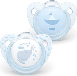 NUK Baby Blue 0-6 Måneder Smokk 2-pack, Silikon Blå - NUK