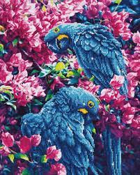 Diamond Dotz - Blue Parrots. Runde Perler. Blue parrots - Diamond Dotz